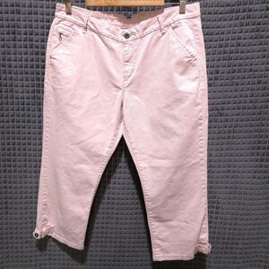 Y2K Levis Pink Capris Pants Sz12 36x23 Notch Waist Buckle Ankle Stretch Denim